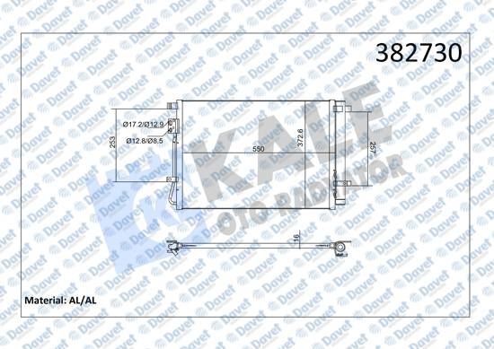 KALE 382730 Klima Radyatoru Hyundai Bayon I20 Iii 1.4 Mpi 21> Brazing Al/Al 550×373x16 Kurutucu Ile